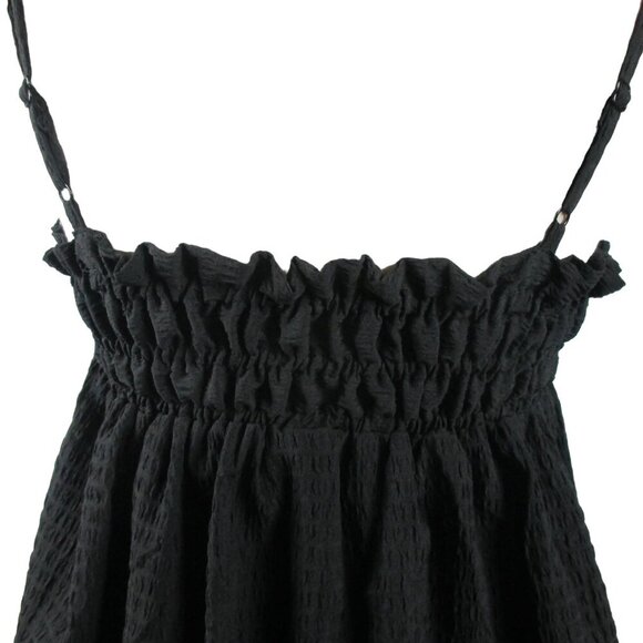 ASOC DESIGN Cami Puff Texture Black Adjustable Shoulder Straps Size 4 NEW - Picture 6 of 8